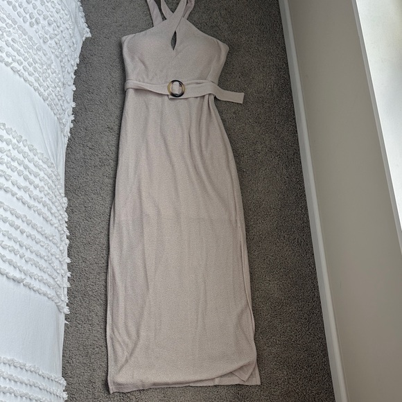 Guess Beige Midi Dress with Belt - Picture 1 of 5